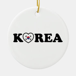 Korea Love Heart Flag Ceramic Ornament