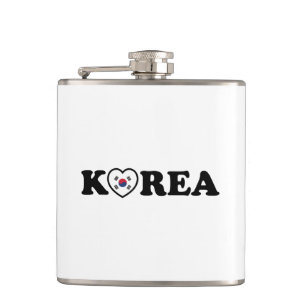 Korea Love Heart Flag Hip Flask