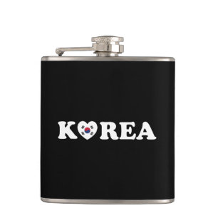 Korea Love Heart Flag Hip Flask