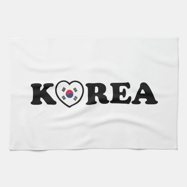 Korea Love Heart Flag Kitchen Towel (Horizontal)