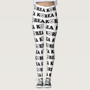 Korea Love Heart Flag Leggings