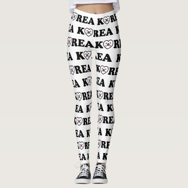Korea Love Heart Flag Leggings (Front)