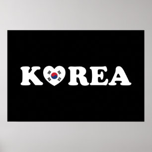 Korea Love Heart Flag Poster