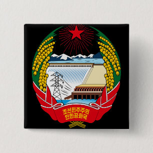 korea north emblem 2 inch square button