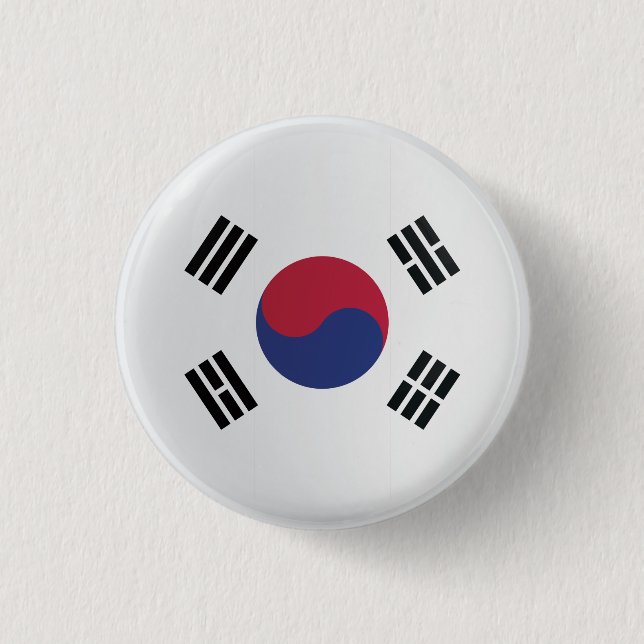 Korea  Round Icon Flag 1 Inch Round Button (Front)