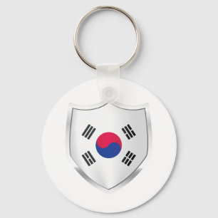 Korea Silver Shield Flag Keychain