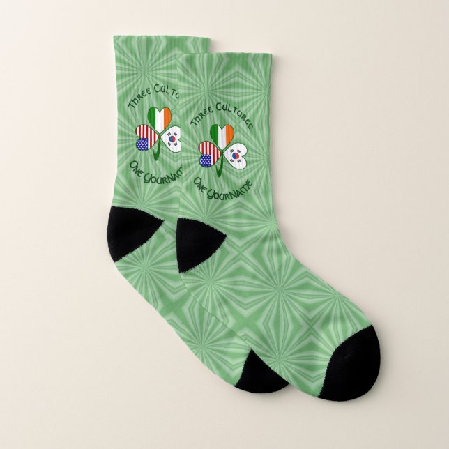 Korea (South) Ireland USA Flags Shamrock Your Name Socks (Pair)