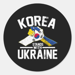 Korea Stands With Ukraine Ukrainian Korean Flag Te Classic Round Sticker