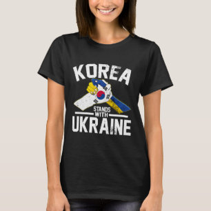 Korea Stands With Ukraine Ukrainian Korean Flag Te T-Shirt