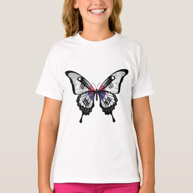 Korea Swallowtail Butterfly Flag T-Shirt (Front)
