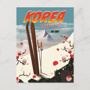 Korea to ski postcard