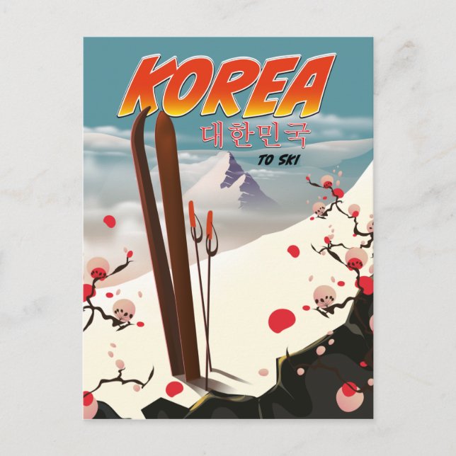 Korea to ski postcard (Front)