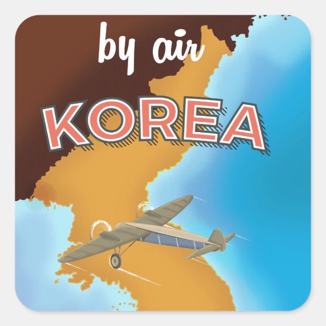 Korea vintage travel poster print square sticker (Front)