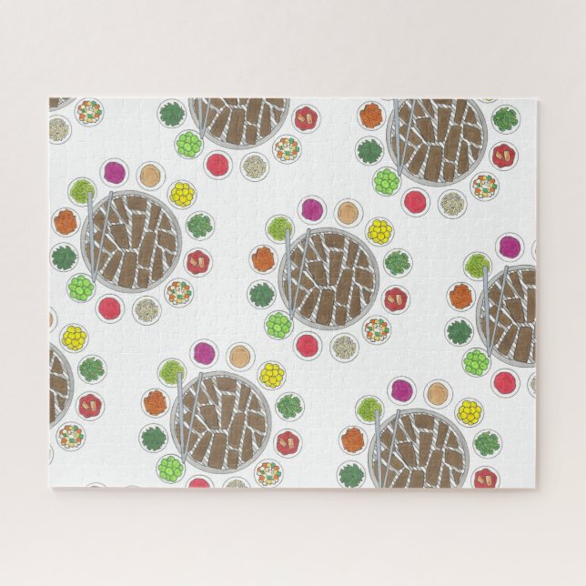 Korean BBQ Barbecue Roast Bulgogi Banchan Food Jigsaw Puzzle (Horizontal)