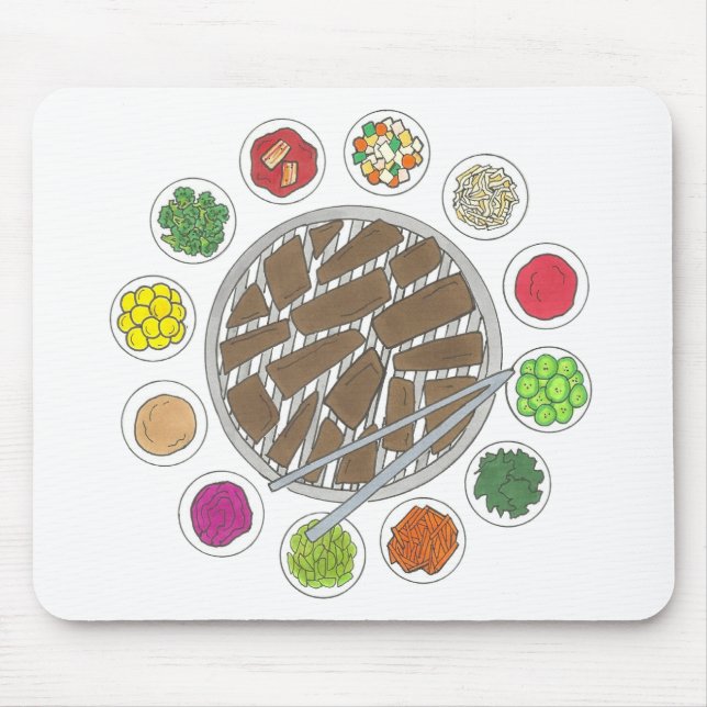 Korean BBQ Barbecue Roast Bulgogi Banchan Food Mouse Pad (Front)