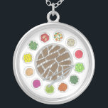 Korean BBQ Barbecue Roast Bulgogi Banchan Food Silver Plated Necklace<br><div class="desc">Design features an original marker illustration of a delicious meat roast Korean barbecue dinner (gogi-gui) with marinated beef (bulgogi) and various banchan (side dishes), including vegetables and condiments. Ideal for any foodie or fan of Korean cuisine. This design is also available on other products. Lots of additional food-themed illustrations are...</div>