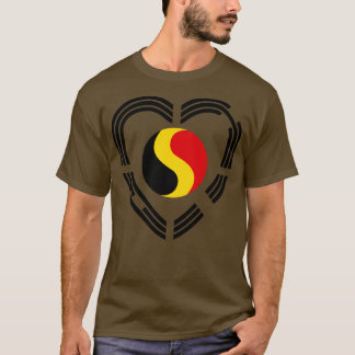 Korean Belgian Multinational Patriot Flag Heart T-Shirt