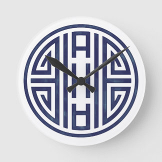Korean Blue and White Round Clock