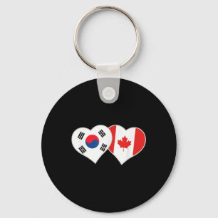 Korean Canadian Flag Heart South Korea Canada Keychain