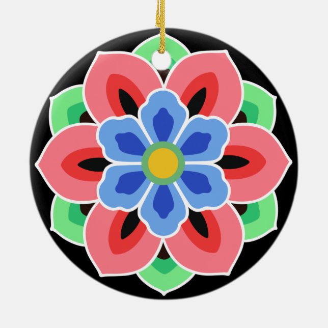 Korean Dancheong Flower Ceramic Ornament (Back)