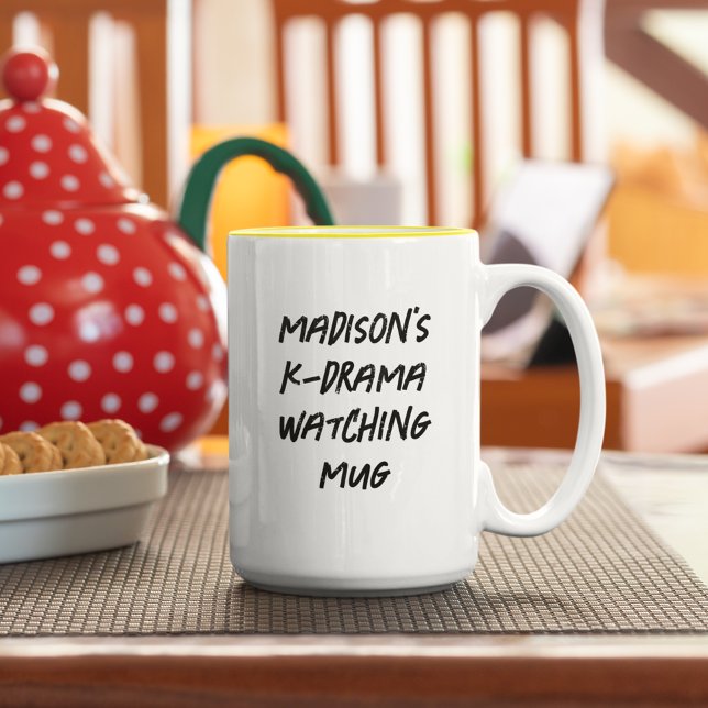 Korean Drama Watching Personalized Two-Tone Coffee Mug (Creator Uploaded)