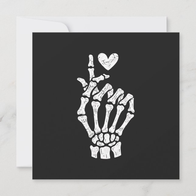Korean Finger Heart Skeleton Hand  Card (Front)