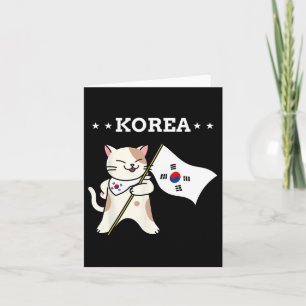 Korean Flag And Cat South Korea  Card