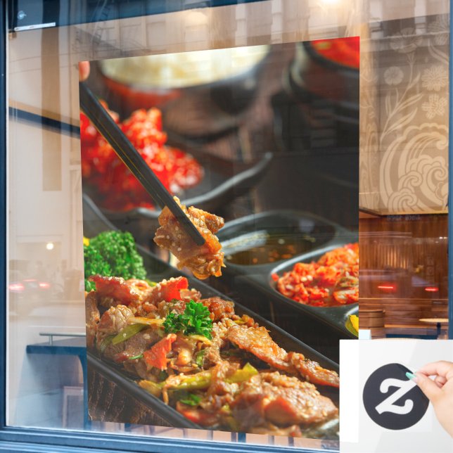 Korean Food Bulgogi or Marinated Beef Barbecue  Window Cling (Cafe Window)
