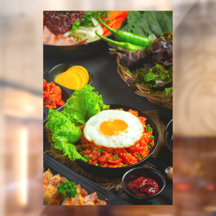 Korean Food Fried Rice Kimchi with Fried Egg Window Cling