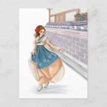 Korean girl waring hanbok post card