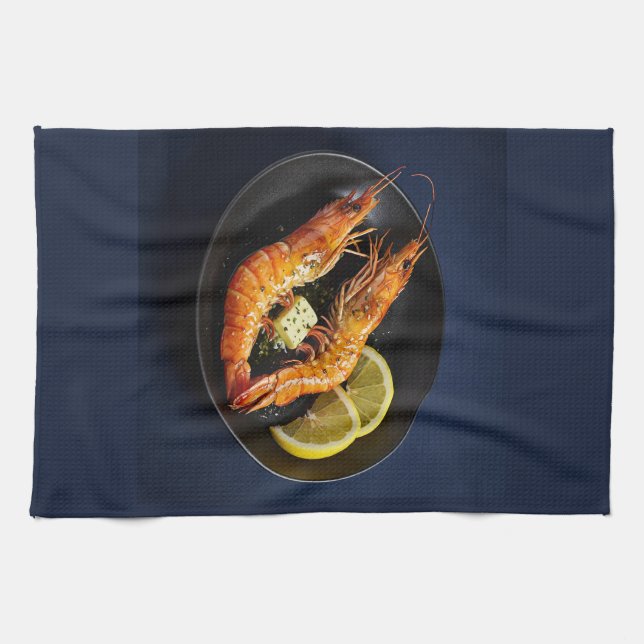 Korean Grilled King Prawn (Daegae Gui) Kitchen Towel (Horizontal)