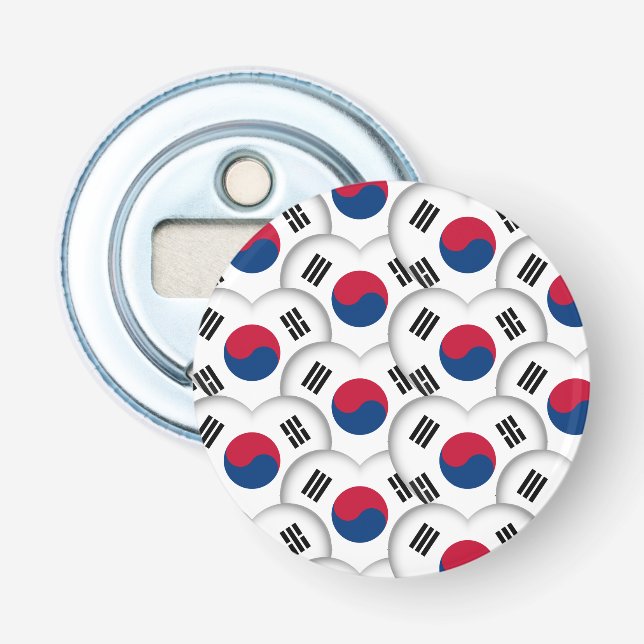 Korean Hearts & Korean Flag /South Korea Bottle Opener (Front)
