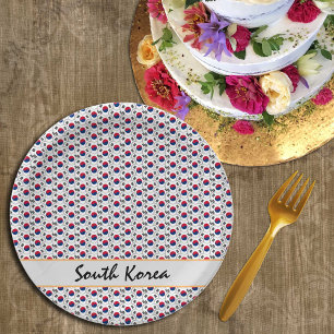 Korean Hearts plate, Korean Flag /South Korea Paper Plate