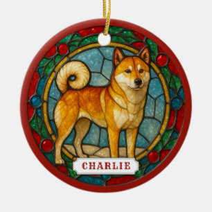 Korean Jindo Dog Ceramic Circle Ornament