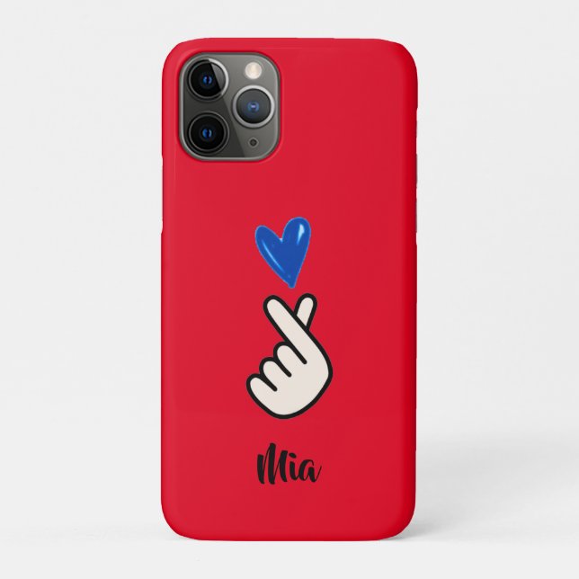 Korean K-pop Hand Heart Red Blue  iPhone Case (Back)