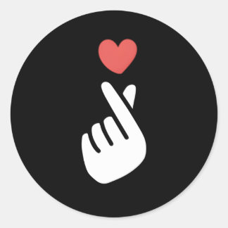 Korean K-Pop I Love You Saranghae Hand He Symbol Classic Round Sticker