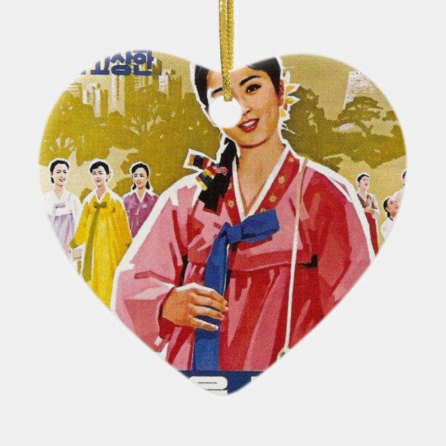 Korean Ladies Wearing Hanbok Ceramic Ornament (Front)