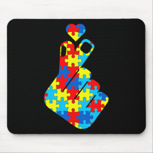 Korean Love Sign Language Autism Awareness Support Mouse Pad