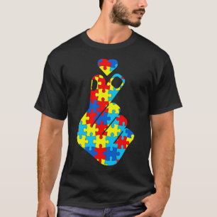 Korean Love Sign Language Autism Awareness Support T-Shirt