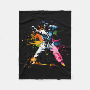 Korean Martial Arts Colour Splash Taekwondo Martia Fleece Blanket