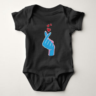 Korean Music Finger Heart Kpop Seoul Hallyu Baby Bodysuit