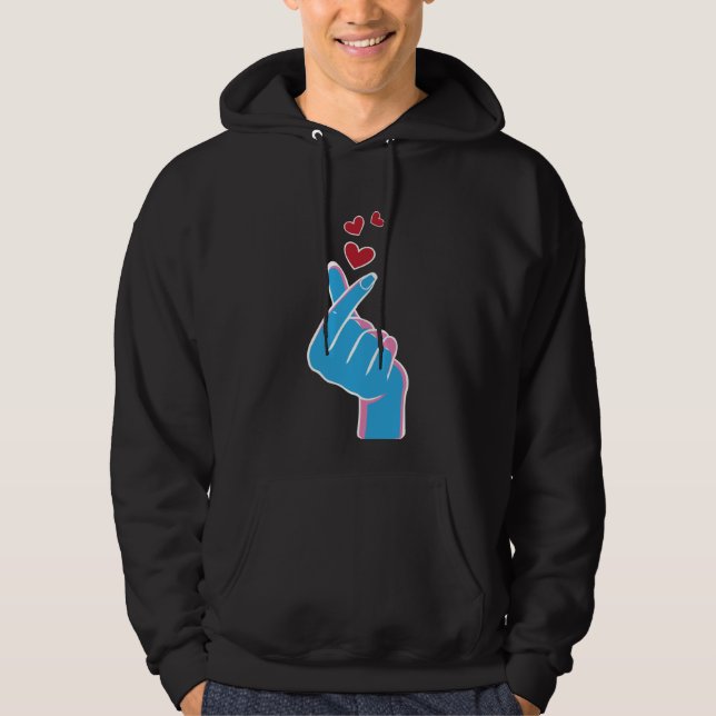 Korean Music Finger Heart Kpop Seoul Hallyu Hoodie (Front)