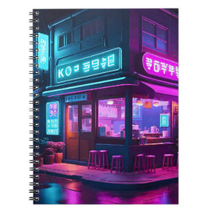 Korean Neon Coffee House LoFi Art  Notebook