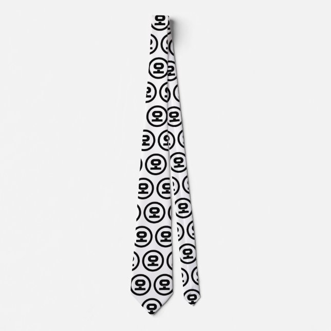 Korean Sino Number 5 Five 오 【O】 Hangul Tie (Front)