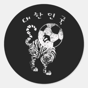 Korean Soccer For Red World Team  Classic Round Sticker