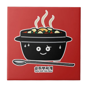 Korean Spicy soft Tofu Stew soup jjigae hot egg Tile