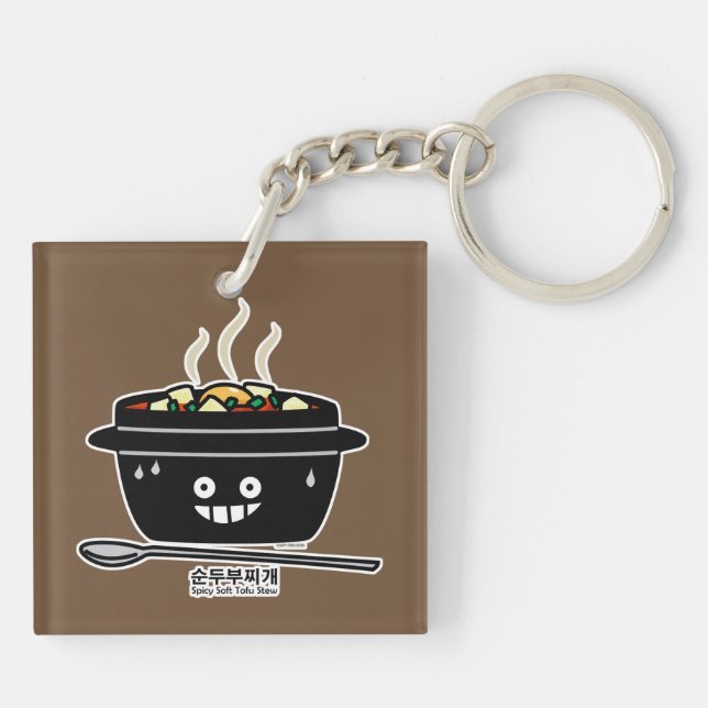 Korean Spicy soft Tofu Stew soup Sundubu jjigae Keychain (Back)