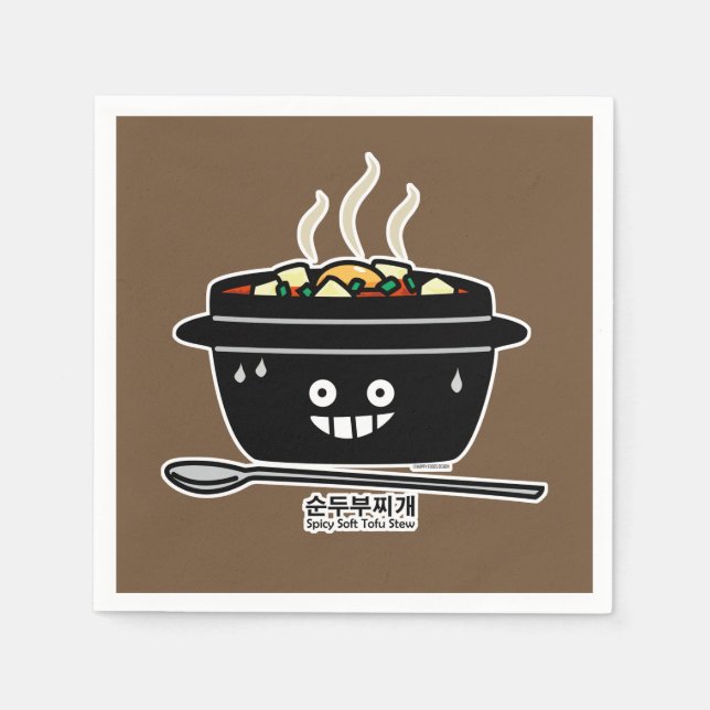 Korean Spicy soft Tofu Stew soup Sundubu jjigae Napkin (Front)