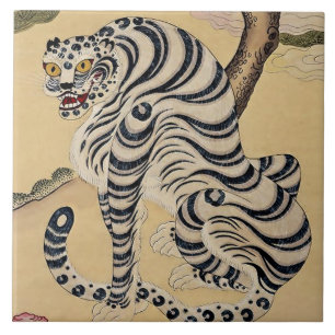 Korean Striped Tiger Minhwa Tile