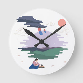 Korean Theme Round Clock